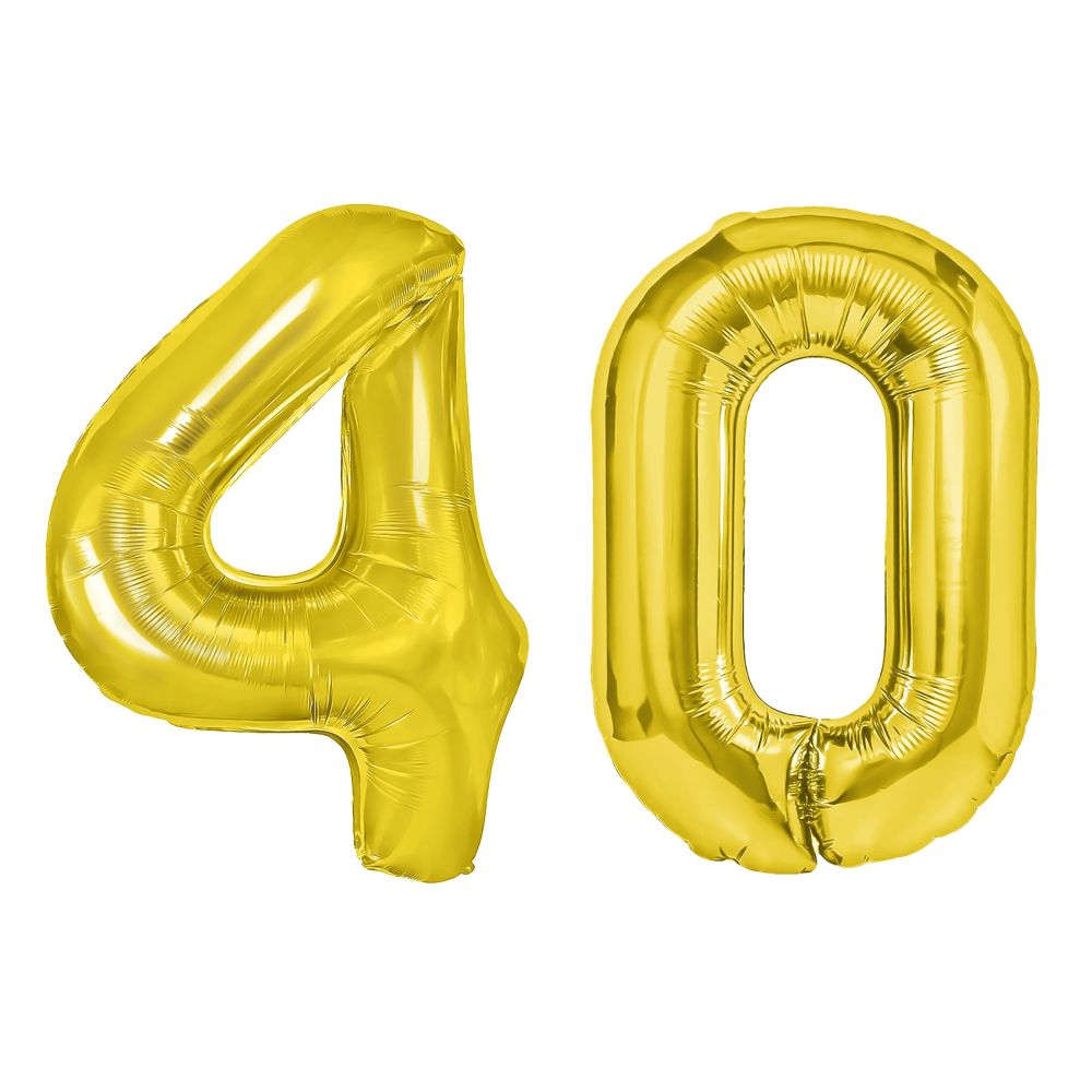 Birthday foil balloons Number 40 - gold