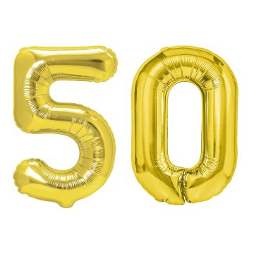 Balony foliowe urodzinowe Liczba 50 - złote