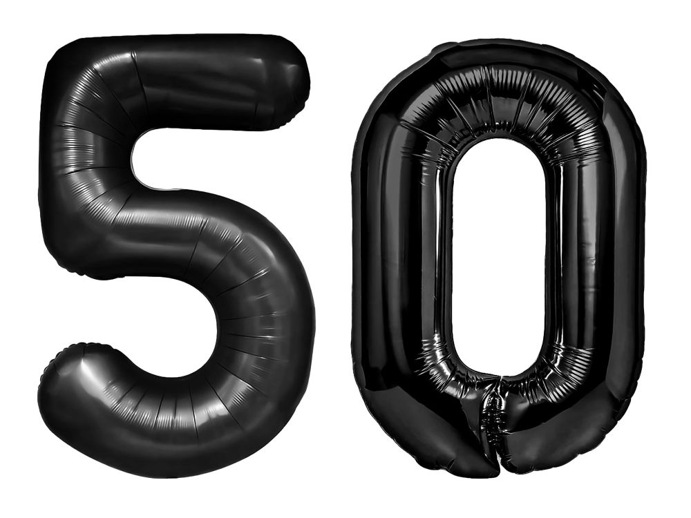 Balony foliowe urodzinowe Liczba 50 - czarne