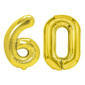 Birthday foil balloons Number 60 - gold