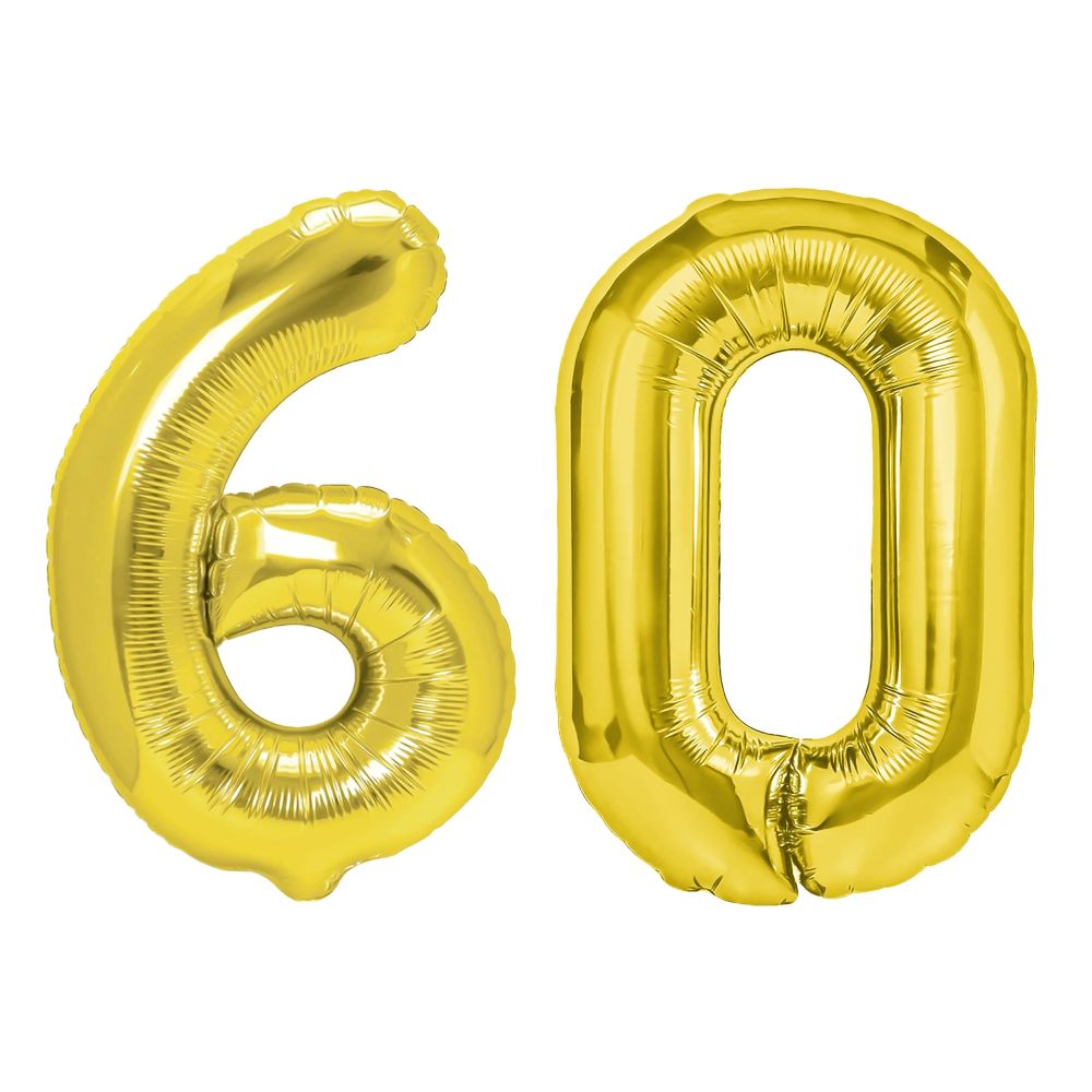 Balony foliowe urodzinowe Liczba 60 - złote