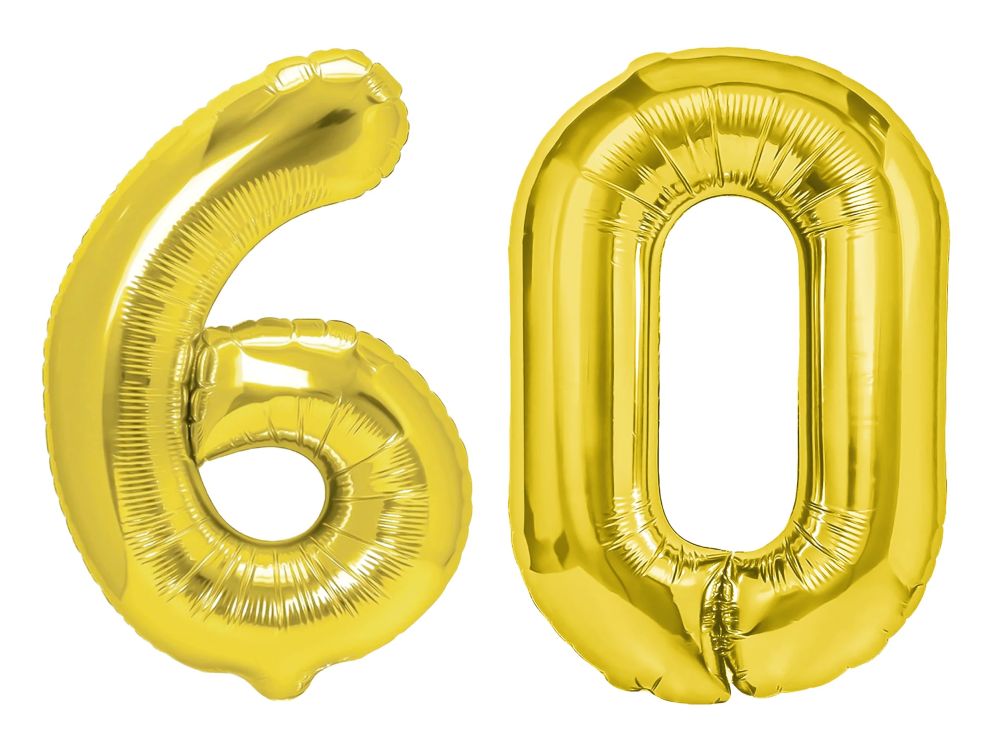 Birthday foil balloons Number 60 - gold