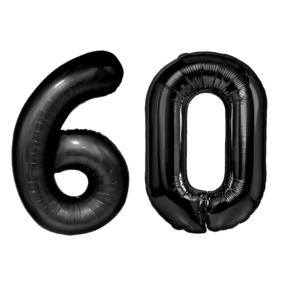 Balony foliowe urodzinowe Liczba 60 - czarne