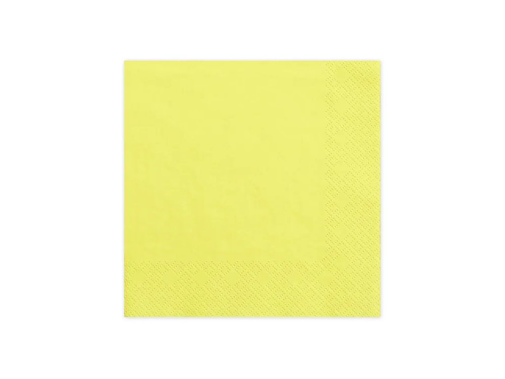 Serwetki papierowe - PartyDeco - żółte, 33 x 33 cm, 20 szt.