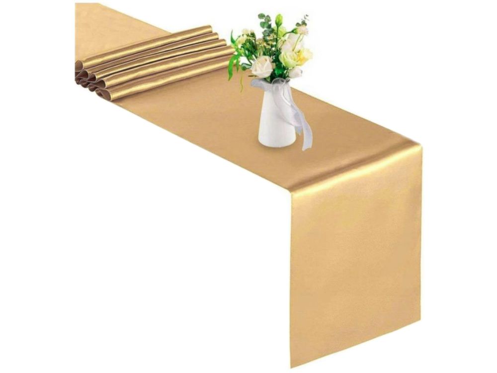 Satin decorative table runner - PartyDeco - gold, 36 cm