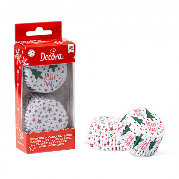 Muffin cases - Decora - stars and christmas trees, 50 x 32 mm, 36 pcs.