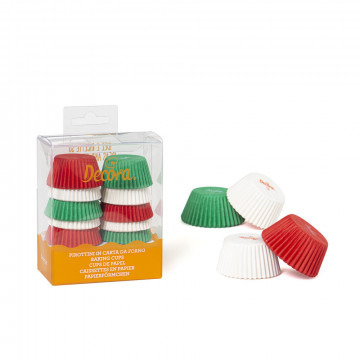 Mini papilotki na muffinki - Decora - białe, zielone, czerwone, 32 x 22 mm, 200 szt.