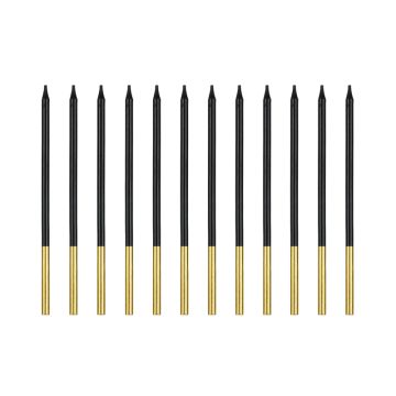 Straight birthday candles - PartyDeco - black, 12 pcs.