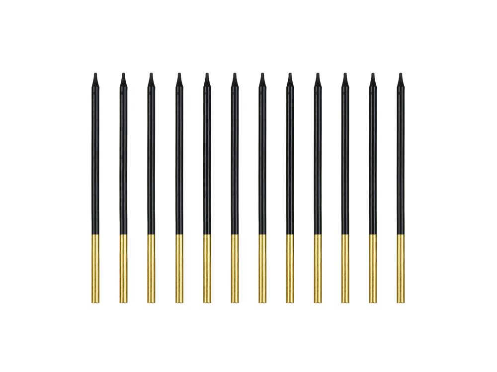 Straight birthday candles - PartyDeco - black, 12 pcs.