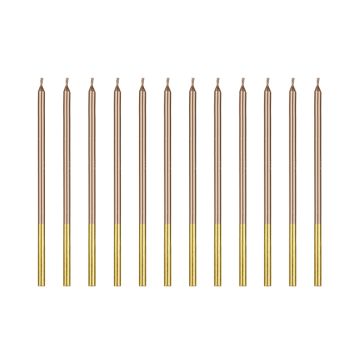 Straight birthday candles - PartyDeco - gold, 12 pcs.