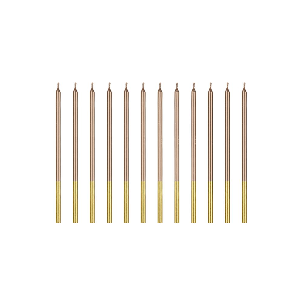 Straight birthday candles - PartyDeco - gold, 12 pcs.