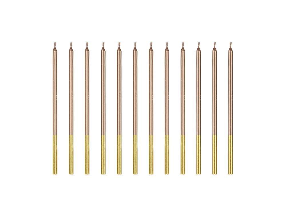 Świeczki urodzinowe proste - PartyDeco - złote, 12 szt.