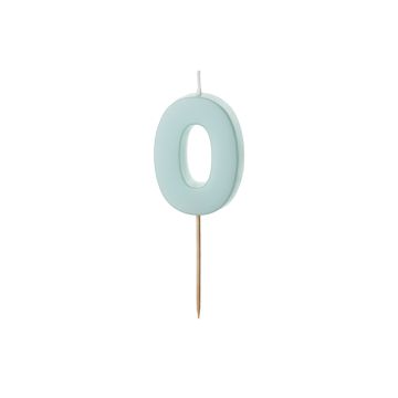 Birthday candle number 0 - PartyDeco - light blue