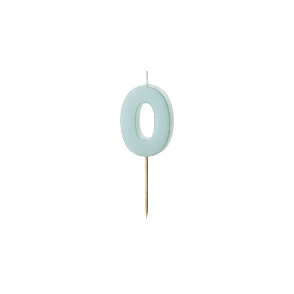 Birthday candle number 0 - PartyDeco - light blue