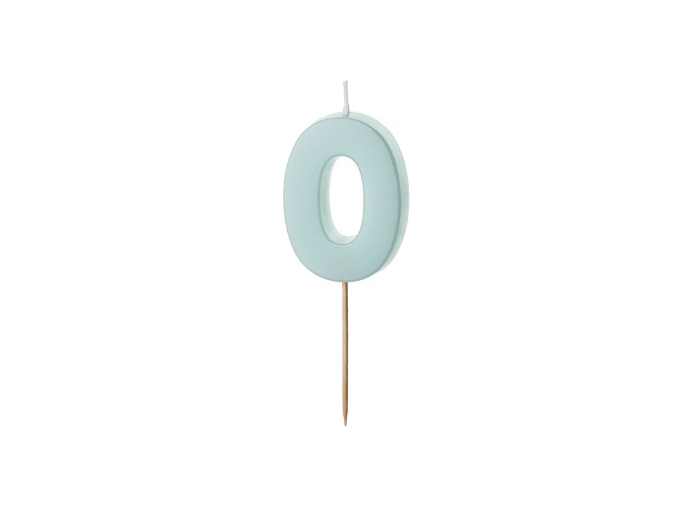Birthday candle number 0 - PartyDeco - light blue