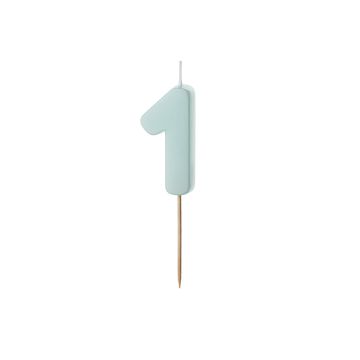 Birthday candle number 1 - PartyDeco - light blue