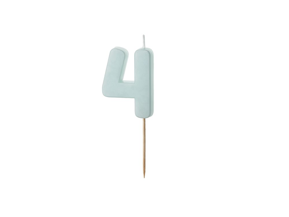 Birthday candle number 4 - PartyDeco - light blue