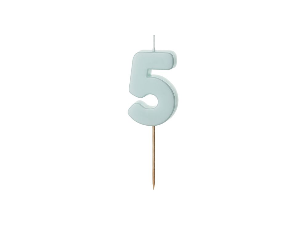 Birthday candle number 5 - PartyDeco - light blue