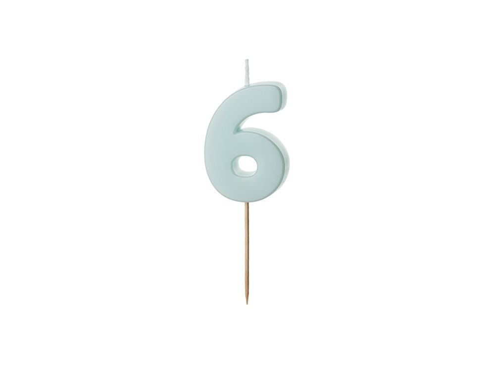 Birthday candle number 6 - PartyDeco - light blue