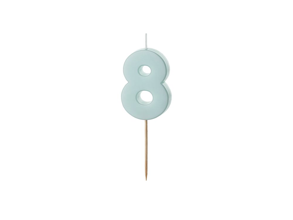 Birthday candle number 8 - PartyDeco - light blue