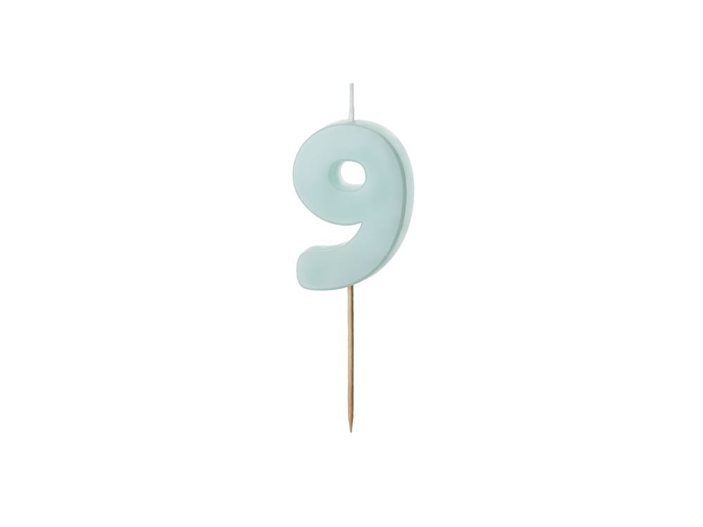 Birthday candle number 9 - PartyDeco - light blue