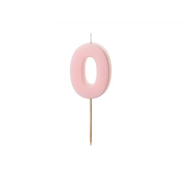 Birthday candle number 0 - PartyDeco - light pink