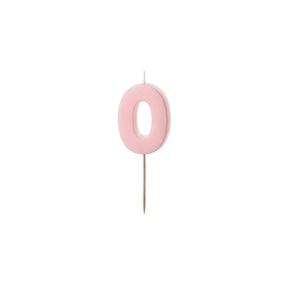 Birthday candle number 0 - PartyDeco - light pink