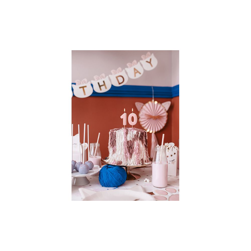 Birthday candle number 0 - PartyDeco - light pink