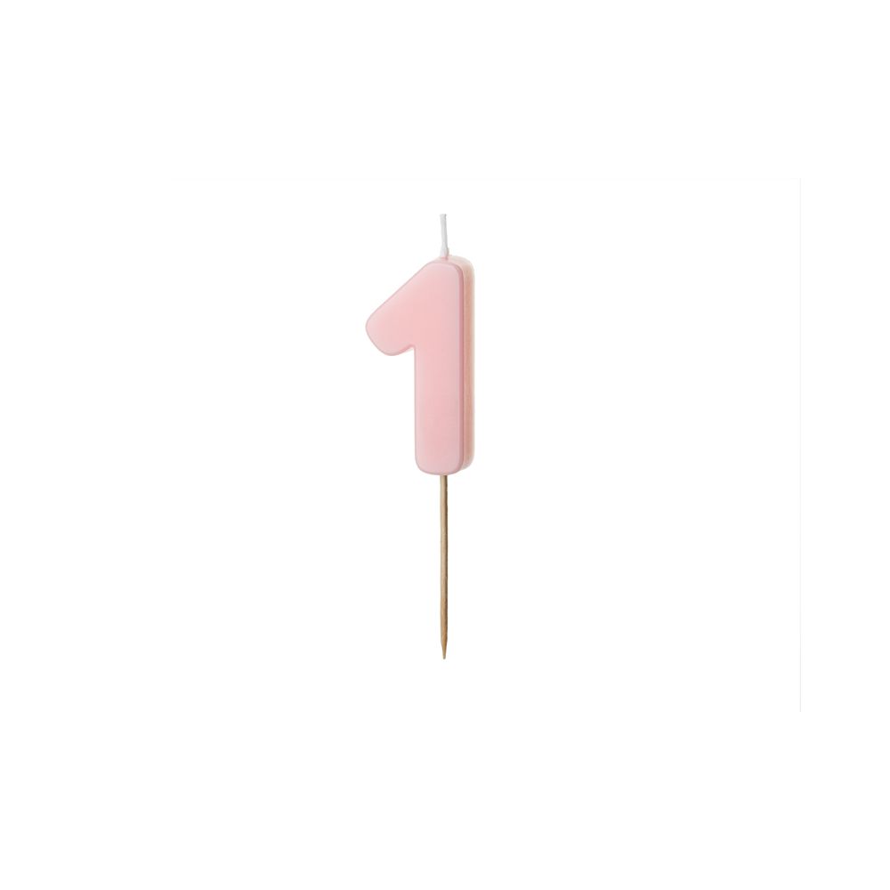 Birthday candle number 1 - PartyDeco - light pink