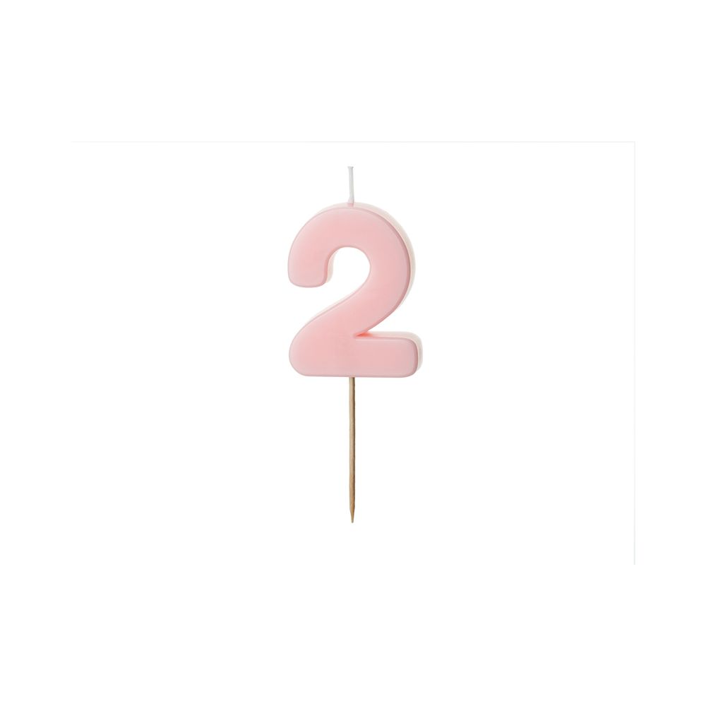 Birthday candle number 2 - PartyDeco - light pink