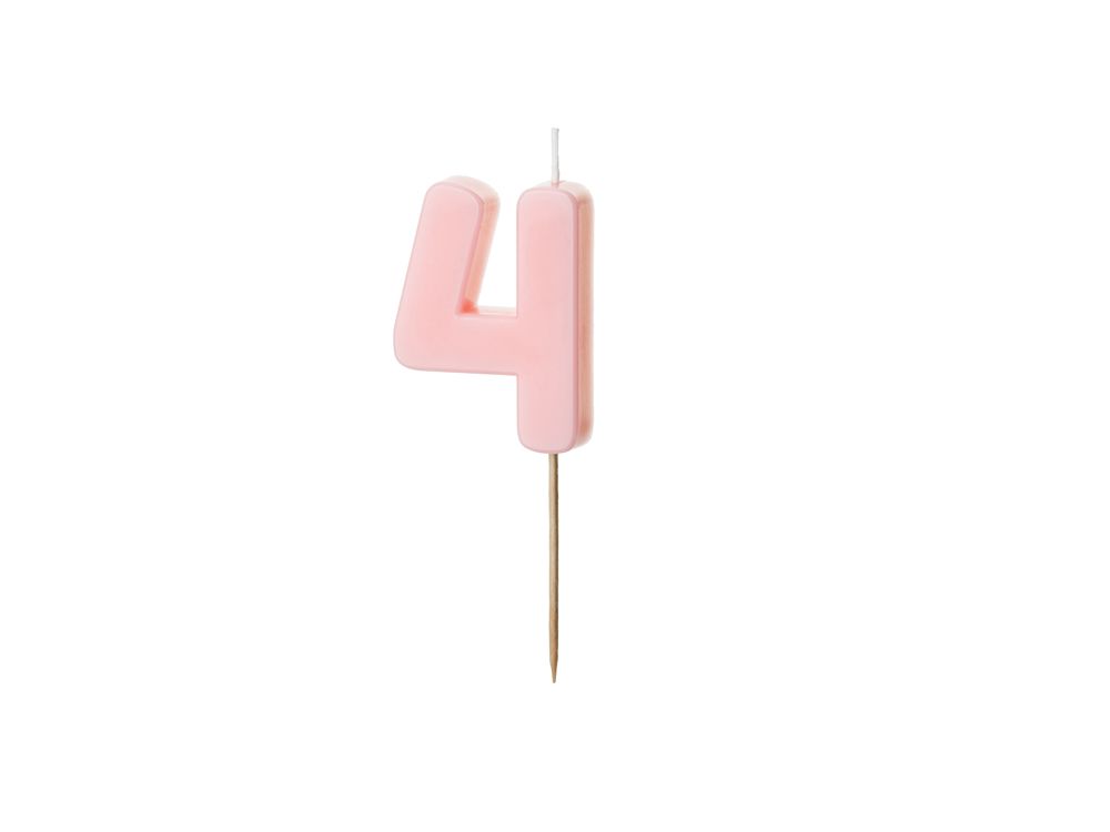 Birthday candle number 4 - PartyDeco - light pink