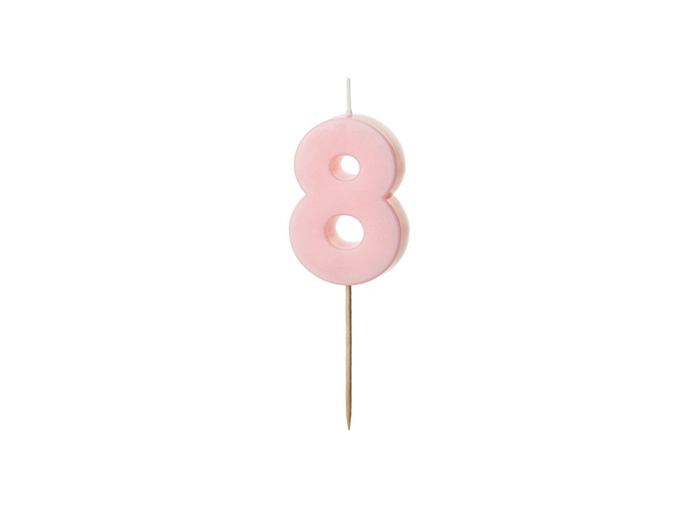Birthday candle number 8 - PartyDeco - light pink