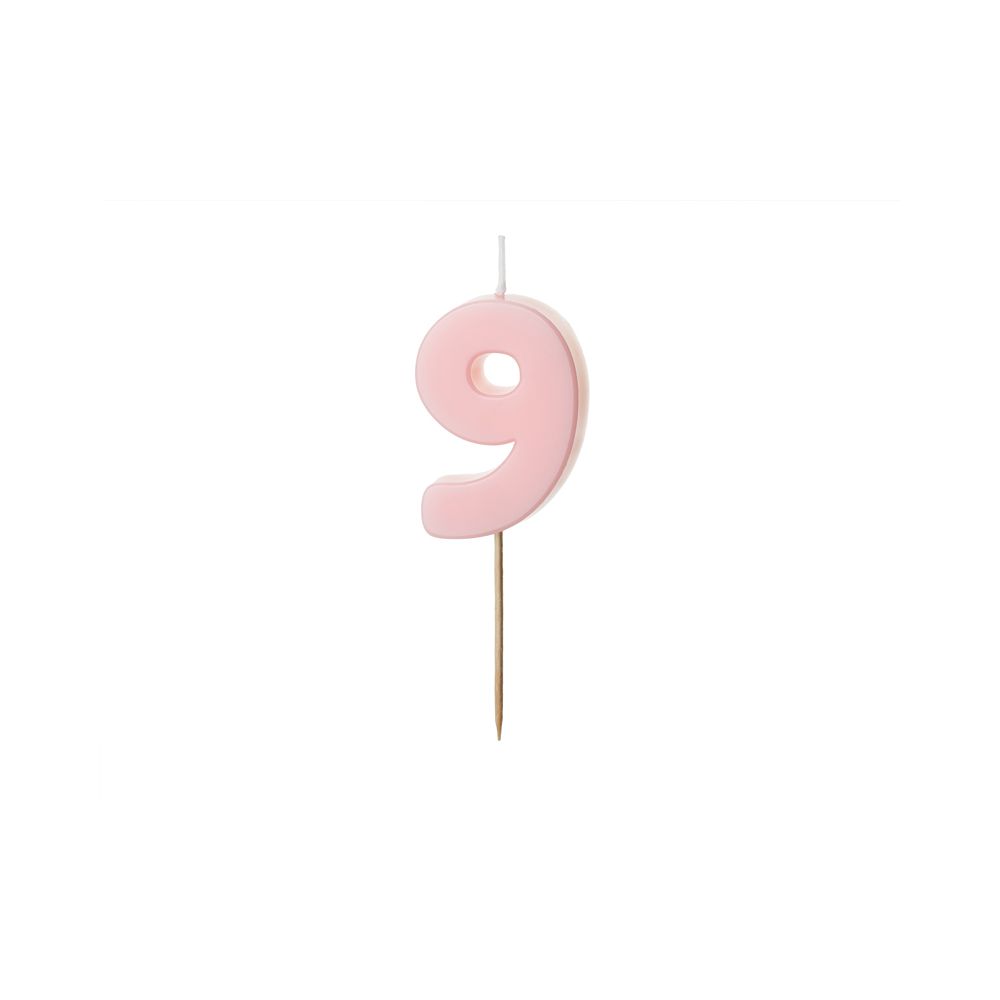 Birthday candle number 9 - PartyDeco - light pink