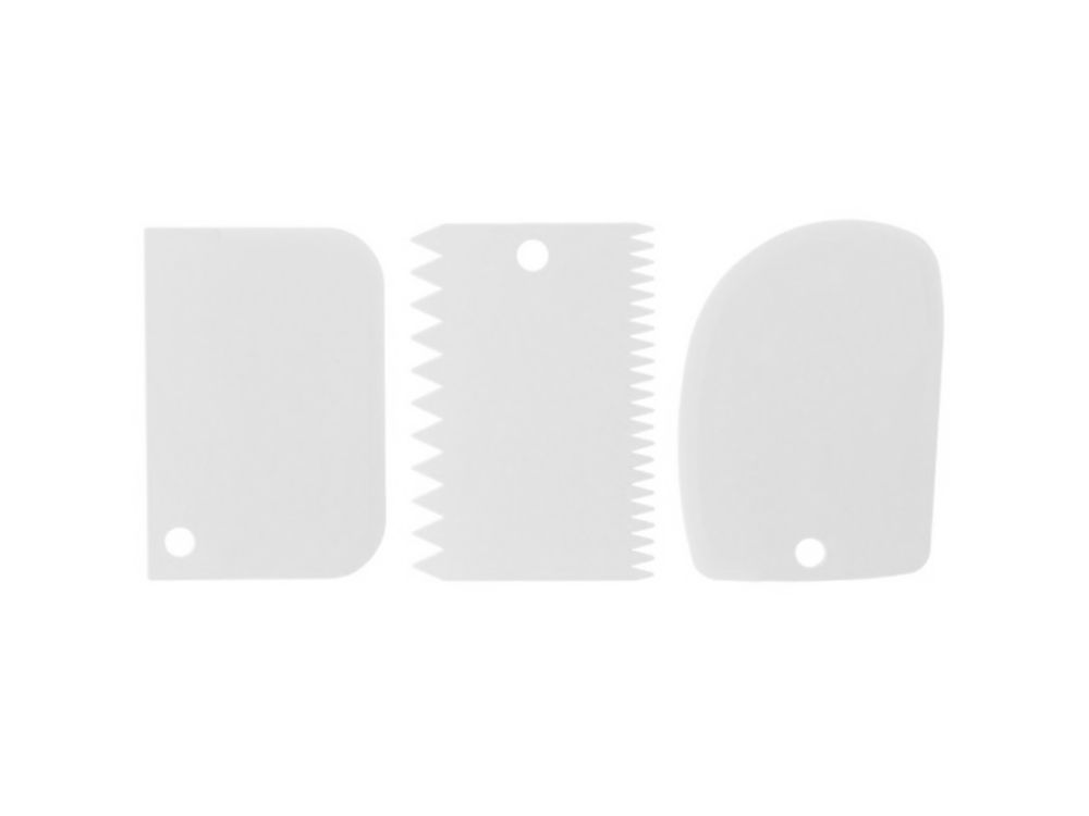 Set of spatulas paddles for cakes - white, 3 pcs.