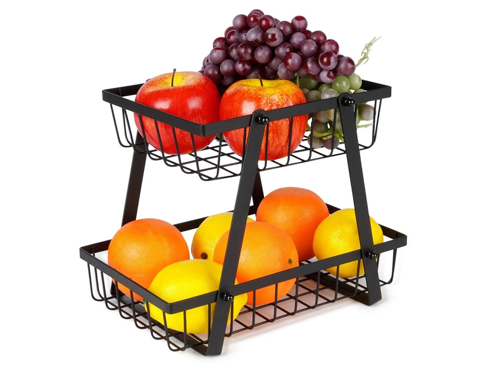 Fruit and vegetable basket rectangular 2-tier - Vilde