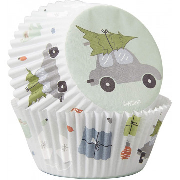 Muffin curlers - Wilton - car with a christmas tree, 75 pcs.