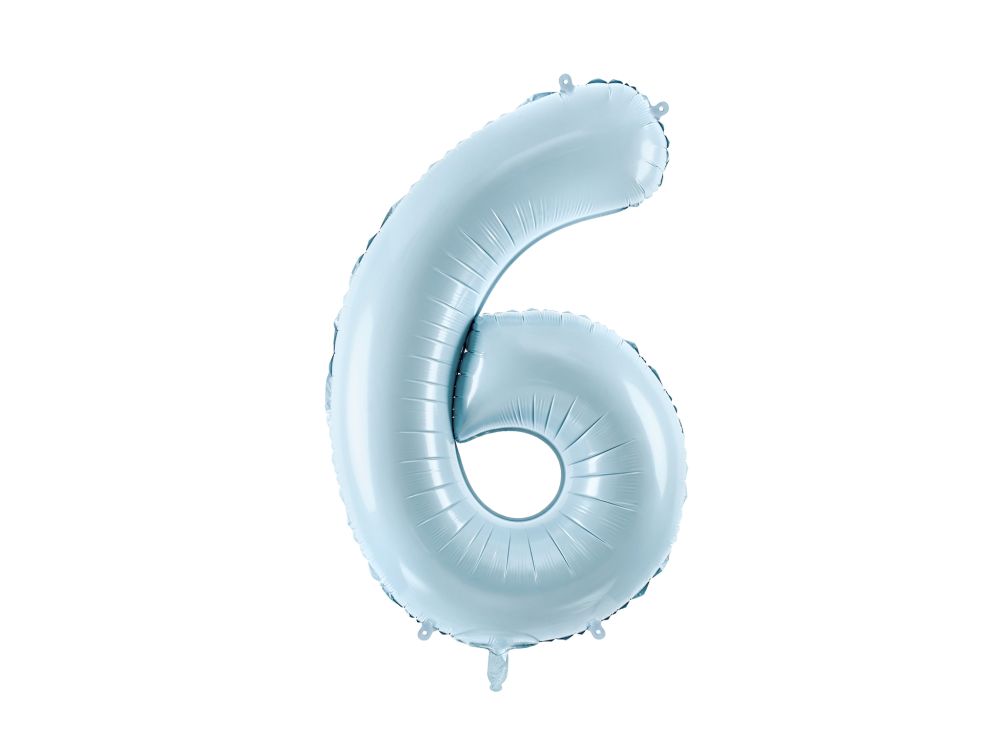 Foil balloon - PartyDeco - number 6, blue, 72 cm