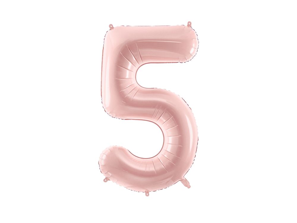 Foil balloon - PartyDeco - number 5, pink, 72 cm