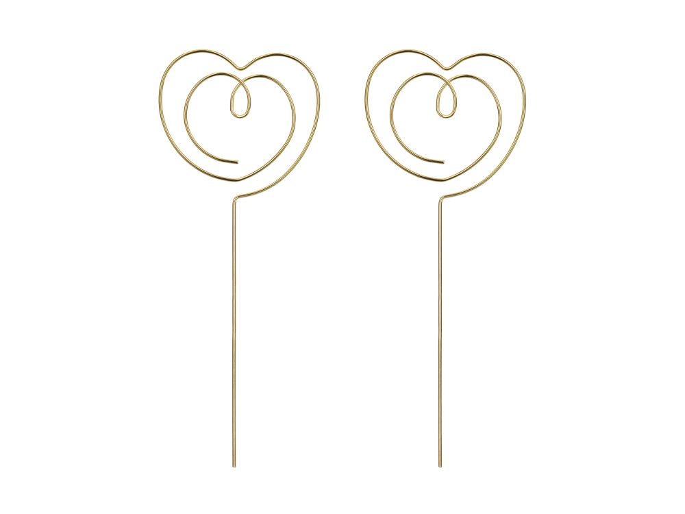 Heart cake toppers - PartyDeco - gold, 2 pcs.