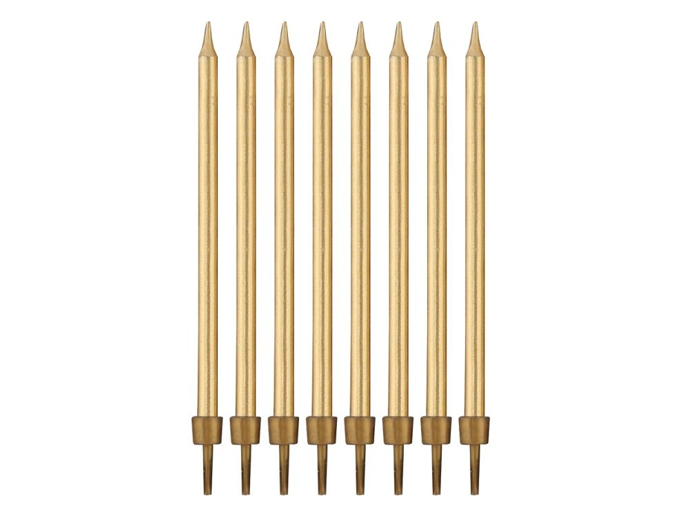 Straight birthday candles - GoDan - gold, 8 pcs.