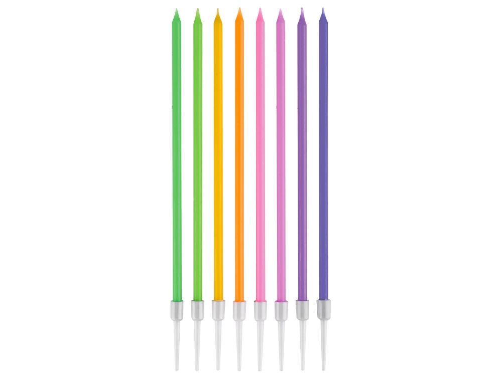 Straight birthday candles - GoDan - mix, 8 pcs.