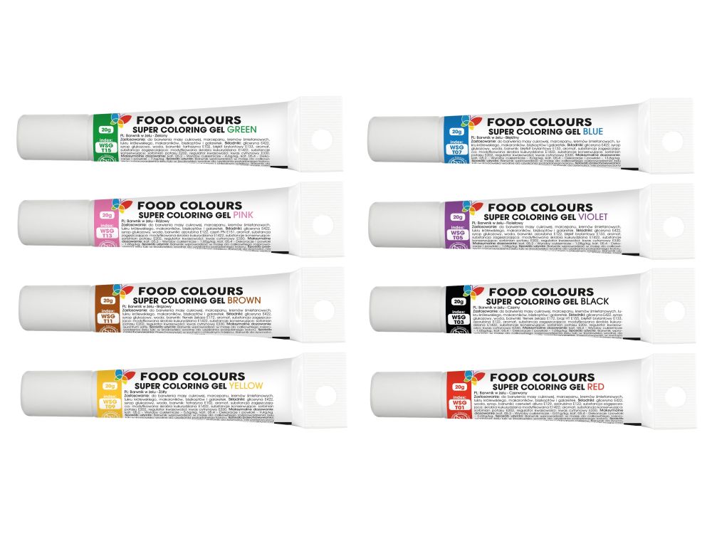 A set of food colors in gel, in tube - Food Colors - 8 colors