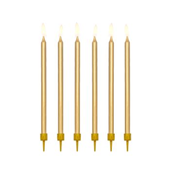 Birthday plain candles - PartyDeco - gold, 12,5 cm, 12 pcs.