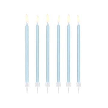 Birthday plain candles - PartyDeco - light blue, 14 cm, 12 pcs.