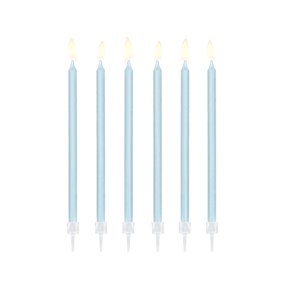 Birthday plain candles - PartyDeco - light blue, 14 cm, 12 pcs.