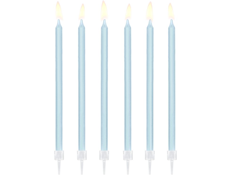 Birthday plain candles - PartyDeco - light blue, 14 cm, 12 pcs.