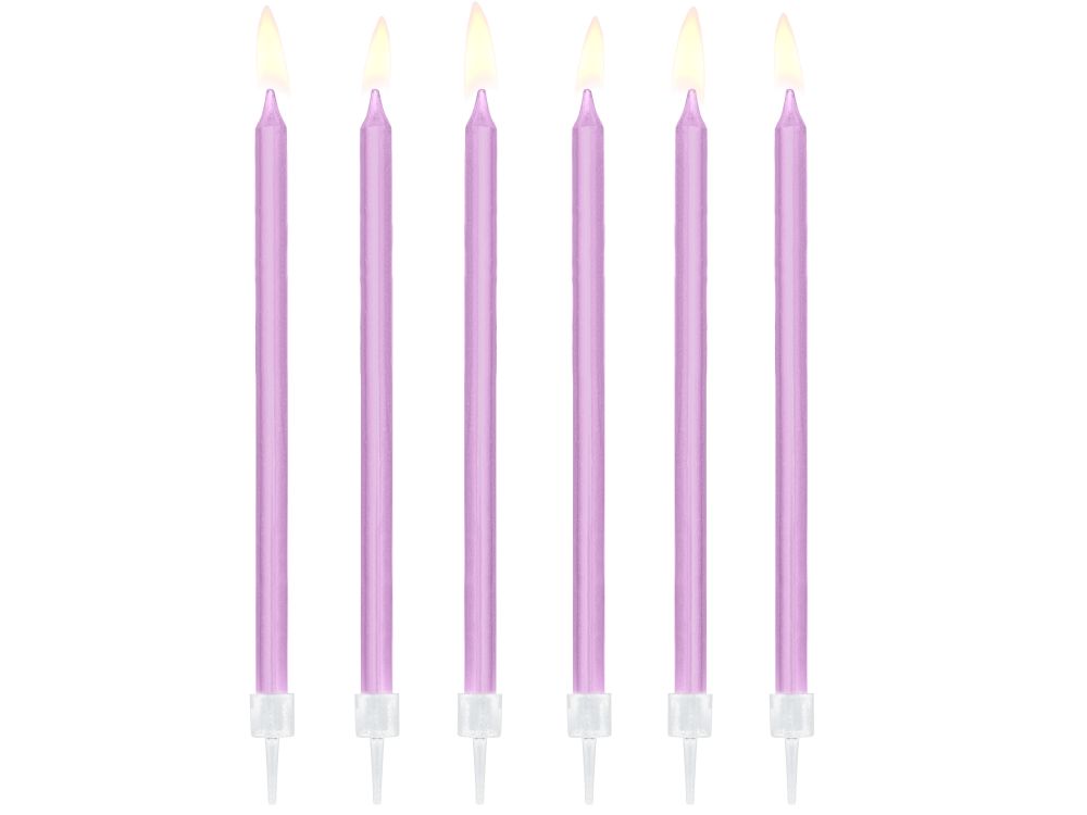 Świeczki urodzinowe gładkie - PartyDeco - liliowe, 14 cm, 12 szt.