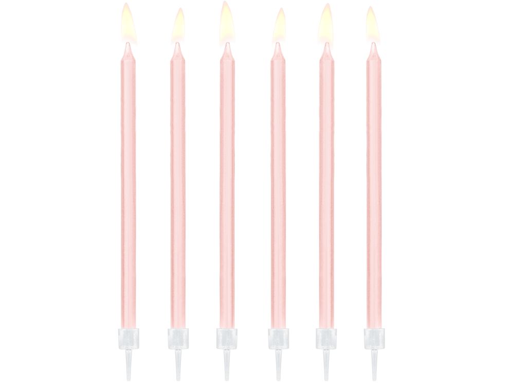 Birthday plain candles - PartyDeco - light pink, 14 cm, 12 pcs.