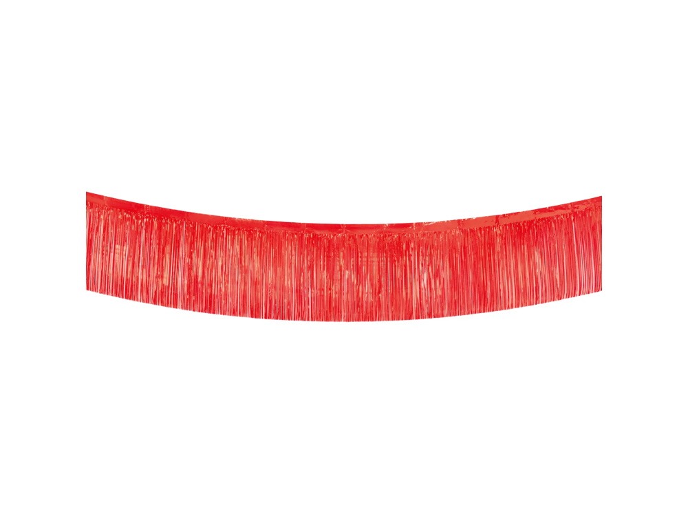 Decorative garland - red fringes, 30 x 300 cm