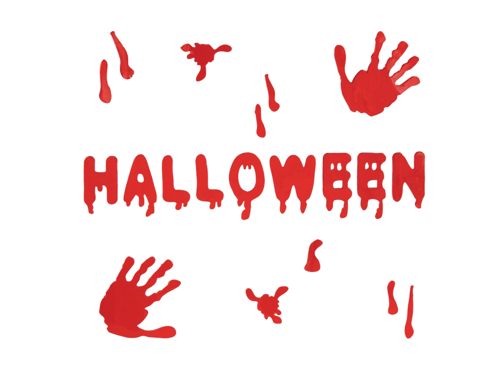 Naklejki dekoracyjne żelowe na okno Halloween - czerwony napis